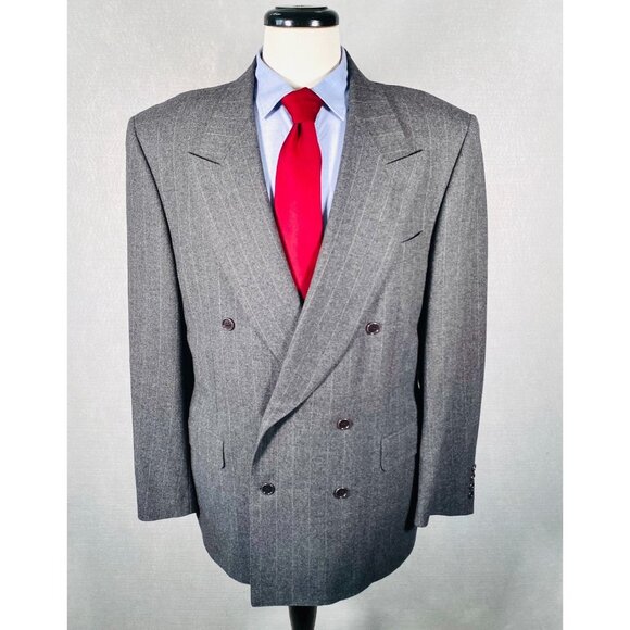 Vintage Canali x Barneys Blazer Mens 40R Gray Wool Double Breasted Jacket - Picture 1 of 14
